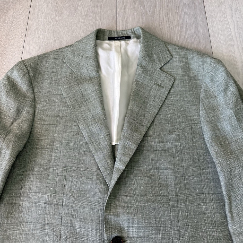 Suitsupply Biella Blazer Mens 38 US Wool Silk Linen Green Sport Coat Piacenza